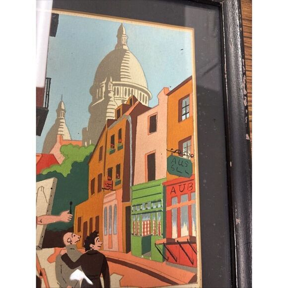 Signed Fred Zeller Dit Kermorver Pochoir Gouache Painting: Paris Montmartre - Picture 4 of 6